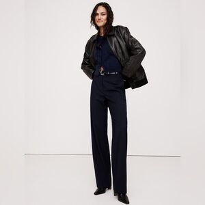 Banana Republic High Rise Modern Straight Siena Wool Italian Navy Pant Sz 00/ P